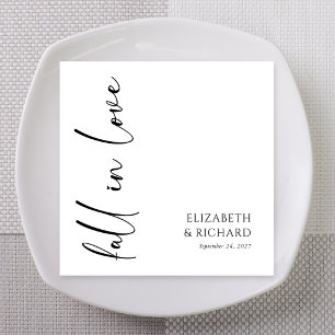 Elegant Fall in Love Script Wedding Napkins