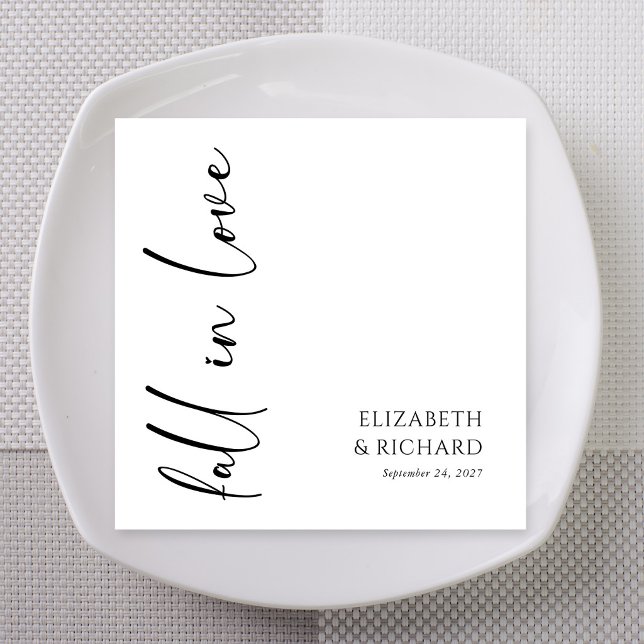 Elegant Fall in Love Script Wedding Napkins (Elegant Fall in Love Script Wedding Napkins)