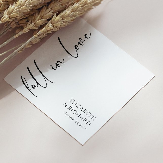 Elegant Fall in Love Script Wedding Napkins (Elegant Black & White Fall in Love Wedding Napkins Personalized
)