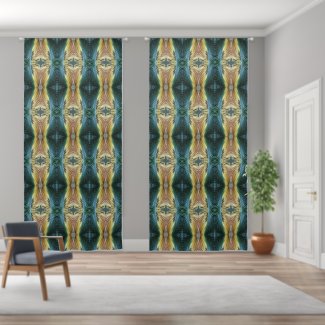 Elegant Fall Leaf Art, Green Yellow Brown Stripes