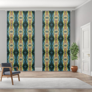 Elegant Fall Leaf Art, Green Yellow Brown Stripes Blackout Curtains