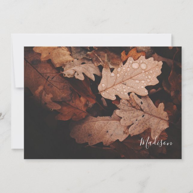Elegant Fall Leaf Photo Note Card (Front)