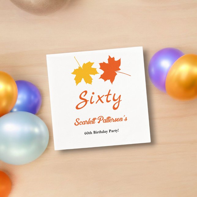 Elegant Fall Leaves Autumn Floral 60th Birthday Napkins (Creator Uploaded)