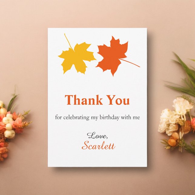 Elegant Fall Leaves Autumn Floral 60th Birthday Thank You Card (Creator Uploaded)