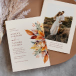 Elegant Fall Leaves Autumn QR Code Photo Wedding Invitation<br><div class="desc">Elegant Fall Leaves Autumn QR Code Photo Wedding Invitation features a beautiful bouquet of autumn leaves in rust,  yellow,  gold,  mustard,  brown and purple.</div>