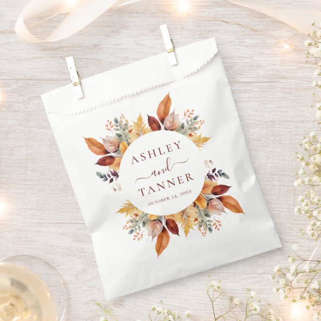Elegant Fall Leaves Autumn Wedding Favor Bag (Clipped)