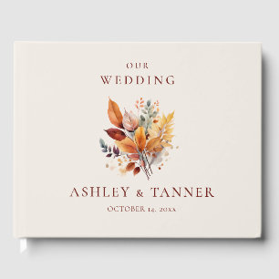 Elegant Fall Leaves Autumn Wedding Guest Book