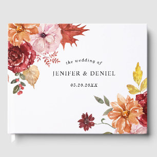 Elegant Fall Leaves Autumn Wedding Guest Book