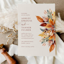Elegant Fall Leaves Autumn Wedding Invitation
