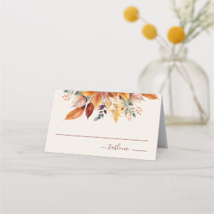 Elegant Fall Leaves Autumn Wedding Place Card