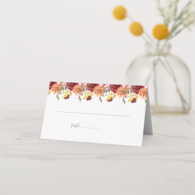 Elegant Fall Leaves Autumn Wedding  Place Card (Front)