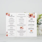 Elegant Fall Leaves Autumn Wedding Programme (Standing Front)