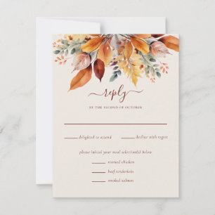 Elegant Fall Leaves Autumn Wedding RSVP Card