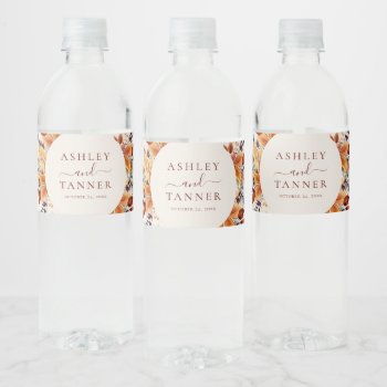Elegant Fall Leaves Autumn Wedding Water Bottle Label by JAmberDesign at Zazzle