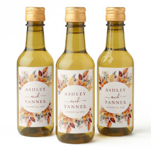 Elegant Fall Leaves Autumn Wedding Wine Label
