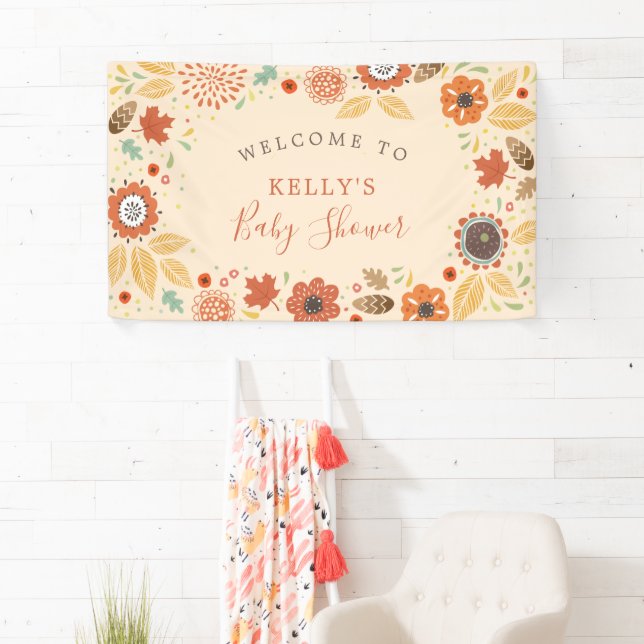 Elegant Fall Leaves Baby Shower Banner (Insitu)