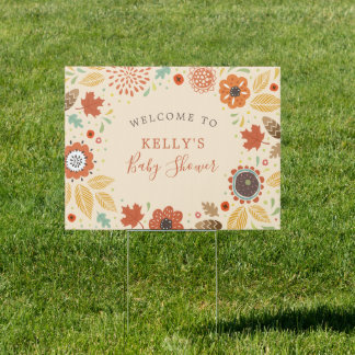 Elegant Fall Leaves Baby Shower Sign