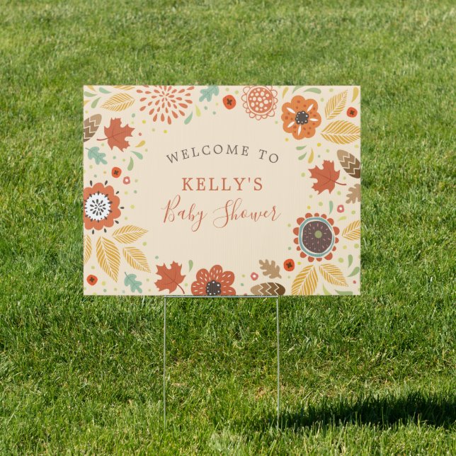 Elegant Fall Leaves Baby Shower Sign (Insitu)