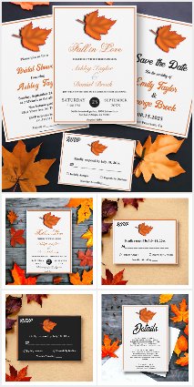 Elegant Fall Leaves Boho Autumn Wedding Collection