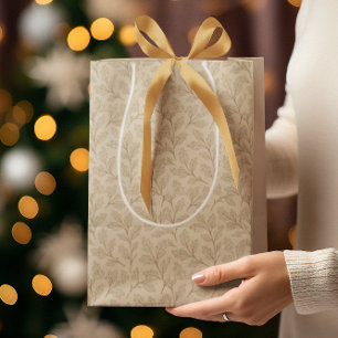 Elegant Fall Leaves   Boho Minimalist Farmhouse Medium Gift Bag