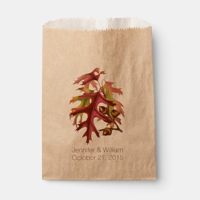 Elegant Fall Leaves Custom Wedding Favor Bag (Front)