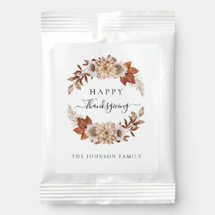Elegant Fall Leaves Happy Thanksgiving Hot Chocolate Drink Mix