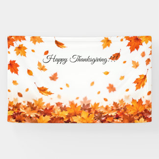 Elegant Fall Leaves Happy Thanksgiving Party Banne Banner