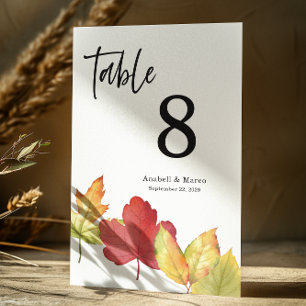 Elegant Fall Leaves Scripture Table card