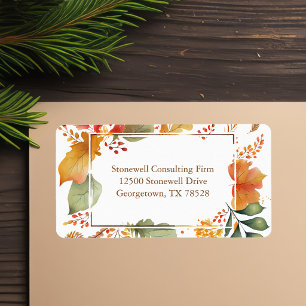 Elegant Fall Leaves Thanksgiving Return Address Label