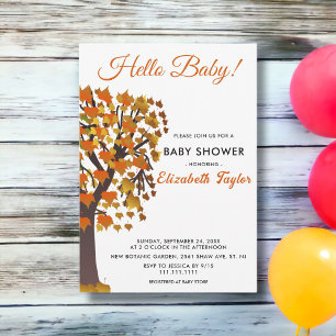 Elegant Fall Leaves Tree Romantic Baby Shower Invitation