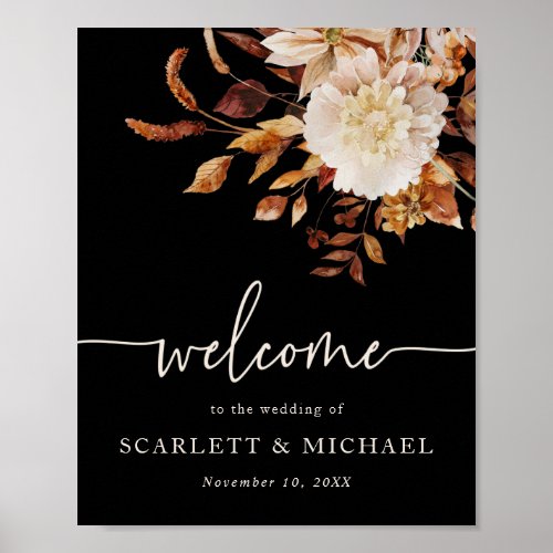 Elegant Fall Leaves Wedding Poster