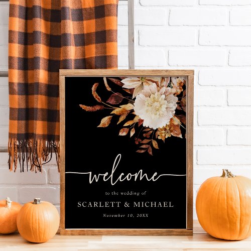 Elegant Fall Leaves Wedding Poster