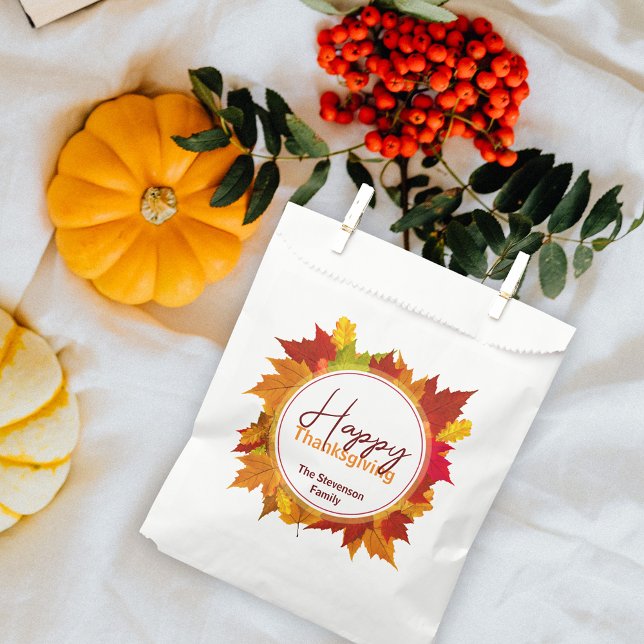 Elegant Fall Maple Leaves Wreath Thanksgiving Favor Bag (Creator Uploaded)