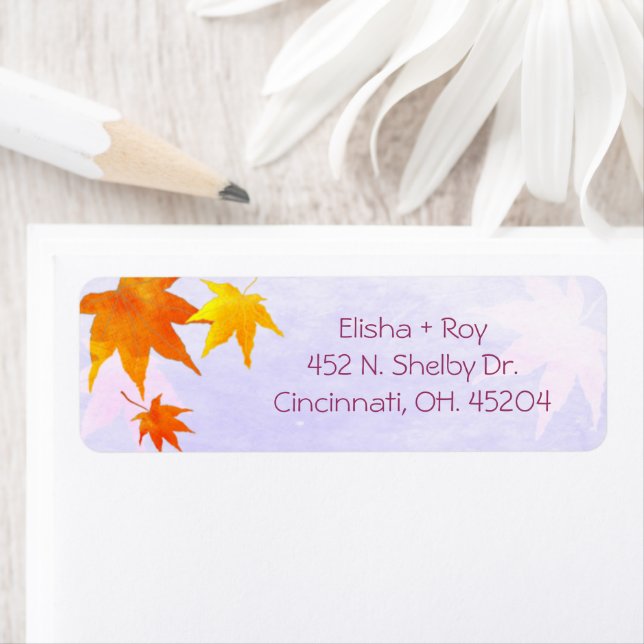 Elegant Fall Maple Wedding Return Address Label (Insitu)