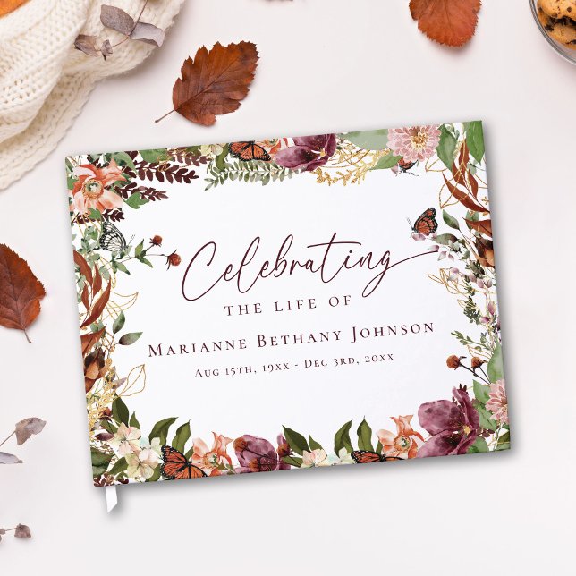 Elegant Fall Memorial Celebration of Life Guest Book (Creator Uploaded)