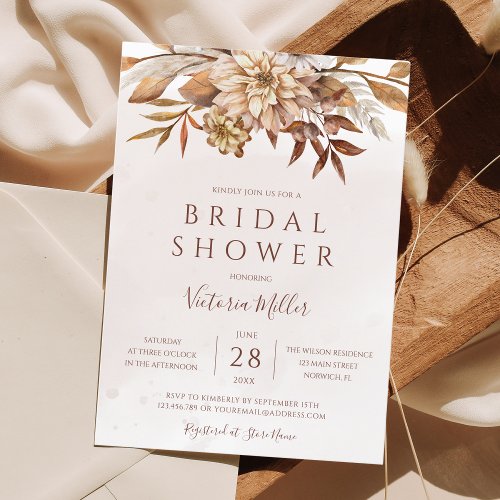 Elegant Fall Modern Bridal Shower Invitation
