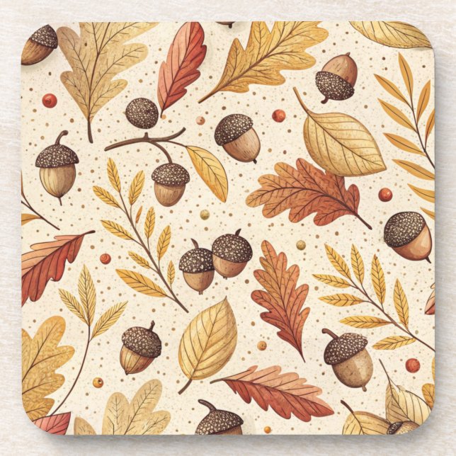 Elegant Fall Pattern Beverage Coaster (Front)