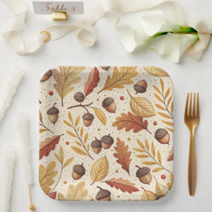 Elegant Fall Pattern Paper Plates