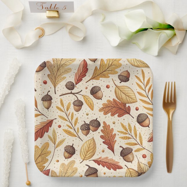 Elegant Fall Pattern Paper Plates (Wedding)