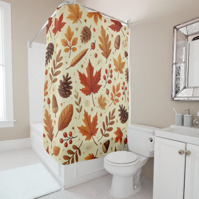 Elegant Fall Pattern Shower Curtain (In Situ)
