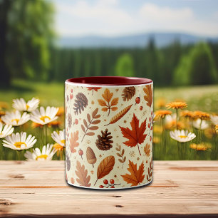 Elegant Fall Pattern Two-Tone Coffee Mug