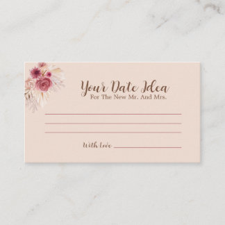 Elegant Fall Pink Floral Date Night Ideas  Enclosure Card