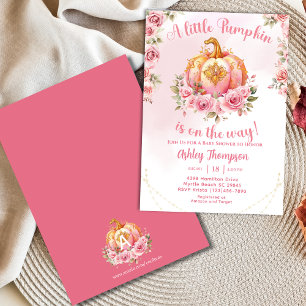 Elegant Fall Pink Pumpkin Baby Shower Invitation