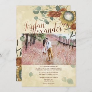 Elegant Fall Proteas Wedding Invitation
