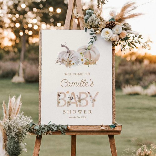 Elegant Fall Pumpkin Baby Shower Welcome Foam Board