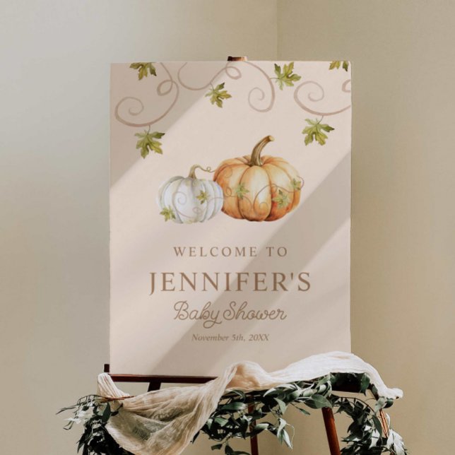 Elegant Fall Pumpkin Baby Shower Welcome Sign (Creator Uploaded)