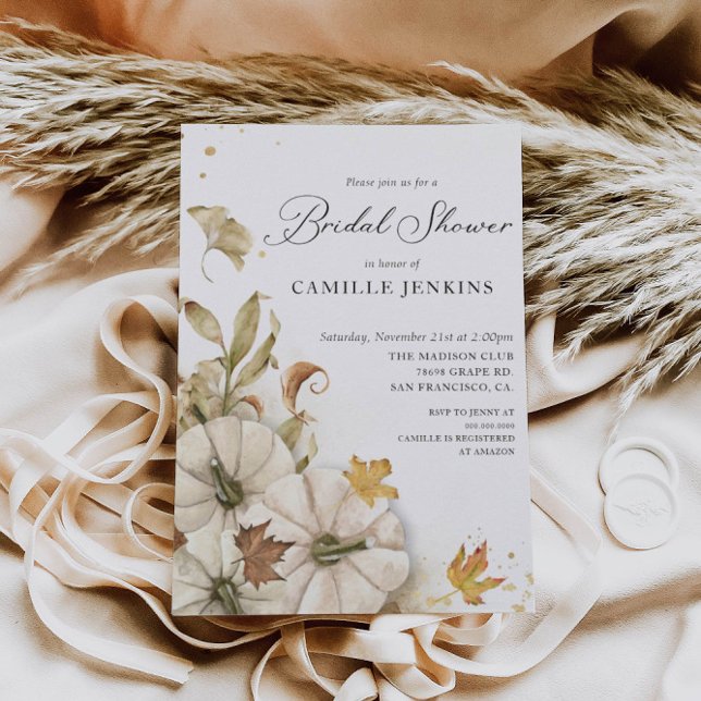 Elegant Fall Pumpkin Bridal Shower Invitation (Creator Uploaded)