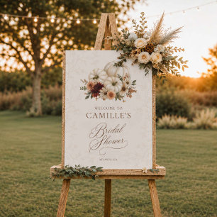 Elegant Fall Pumpkin Bridal Shower Welcome Sign
