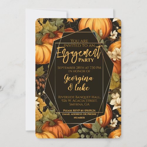 Elegant Fall Pumpkin Engagement Party Invitation