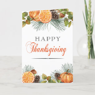 Elegant Fall Pumpkin Happy Thanksgiving Holiday Card